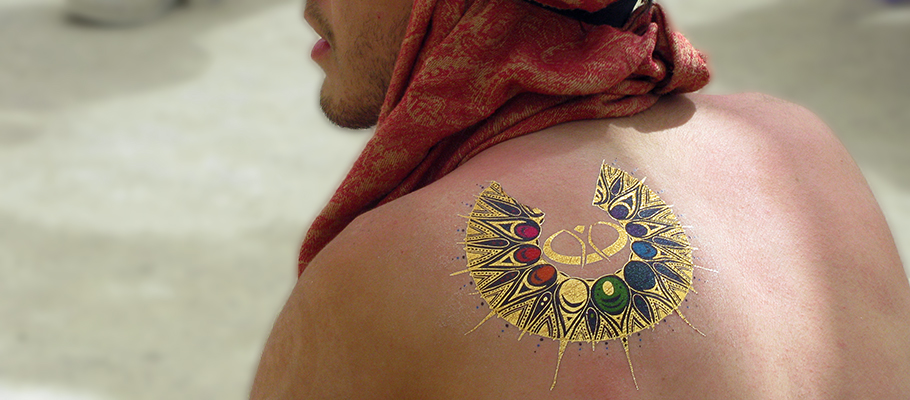 Stencil tattoo, Burning Man 2016